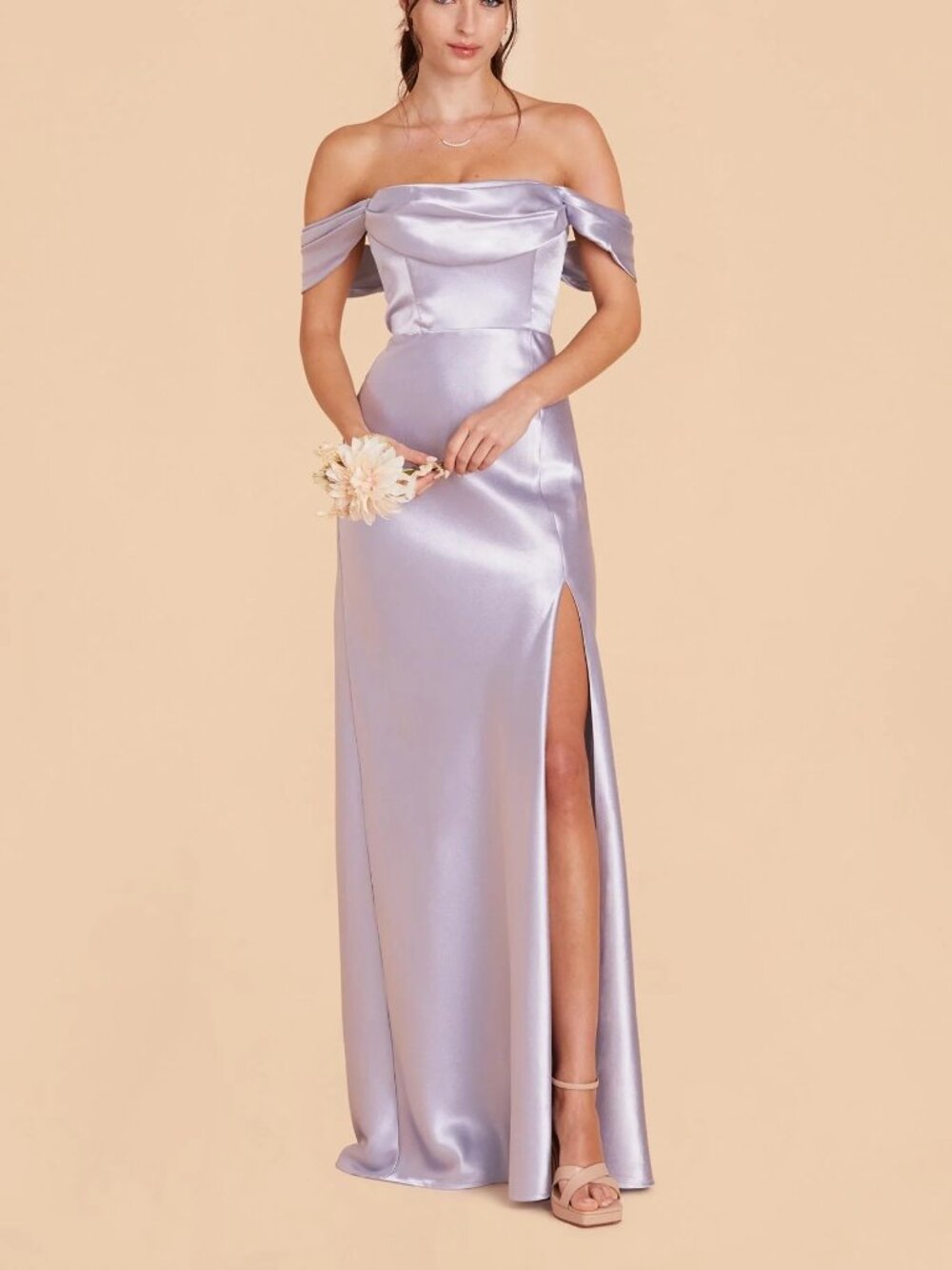 Birdy Grey Mia Dress Shiny Satin Dusty Lilac